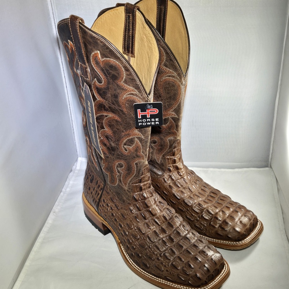 Horse Power Nile Crocodile Print Western Boots Mens 11 EE Cowboy Square Toe